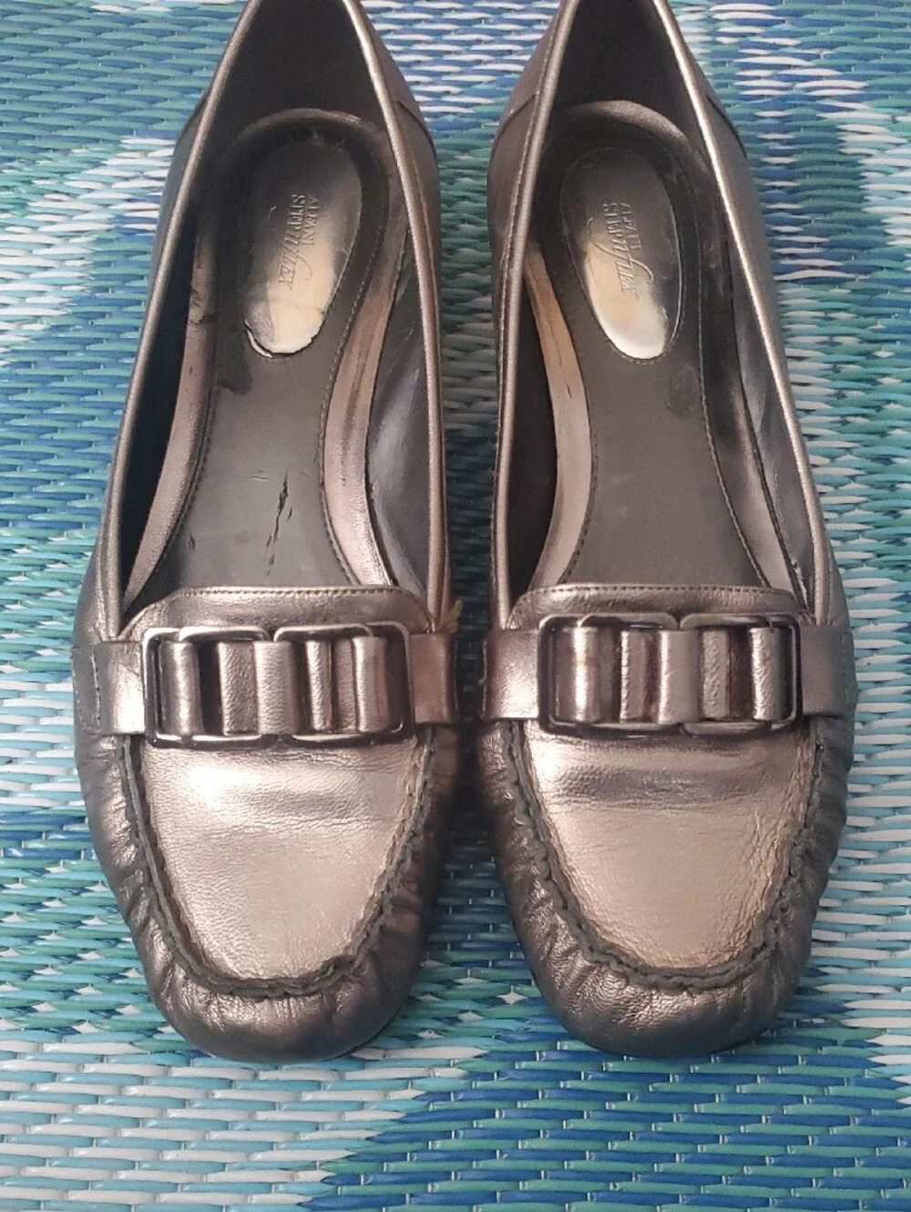 Alfani Step n Flex Metallic Pewter Buckle Loafers
